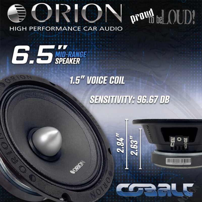 Orion مكبرات صوت أورين كوباالت CM654 عالية الكفاءة 6.5 بوصة، 1000 واط أقصى طاقة، 250 واط RMS، 4 أوم، 1.5 بوصة لفائف صوت - نظام صوتي احترافي للسيارات، مكبرات صوت متوسطة المدى (زوج)  - Image 3